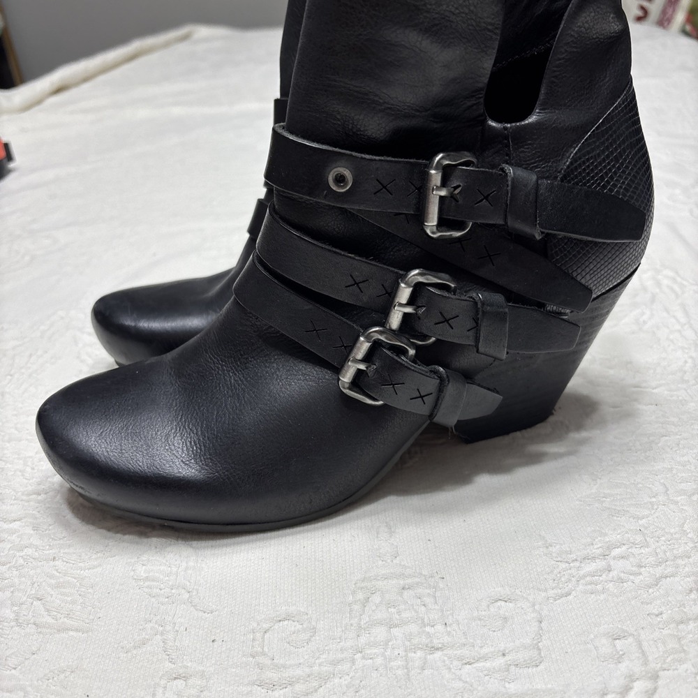 OTBT Women's Black Boots Size 9 Lasso Boho Western Buckle Strappy Bootie
